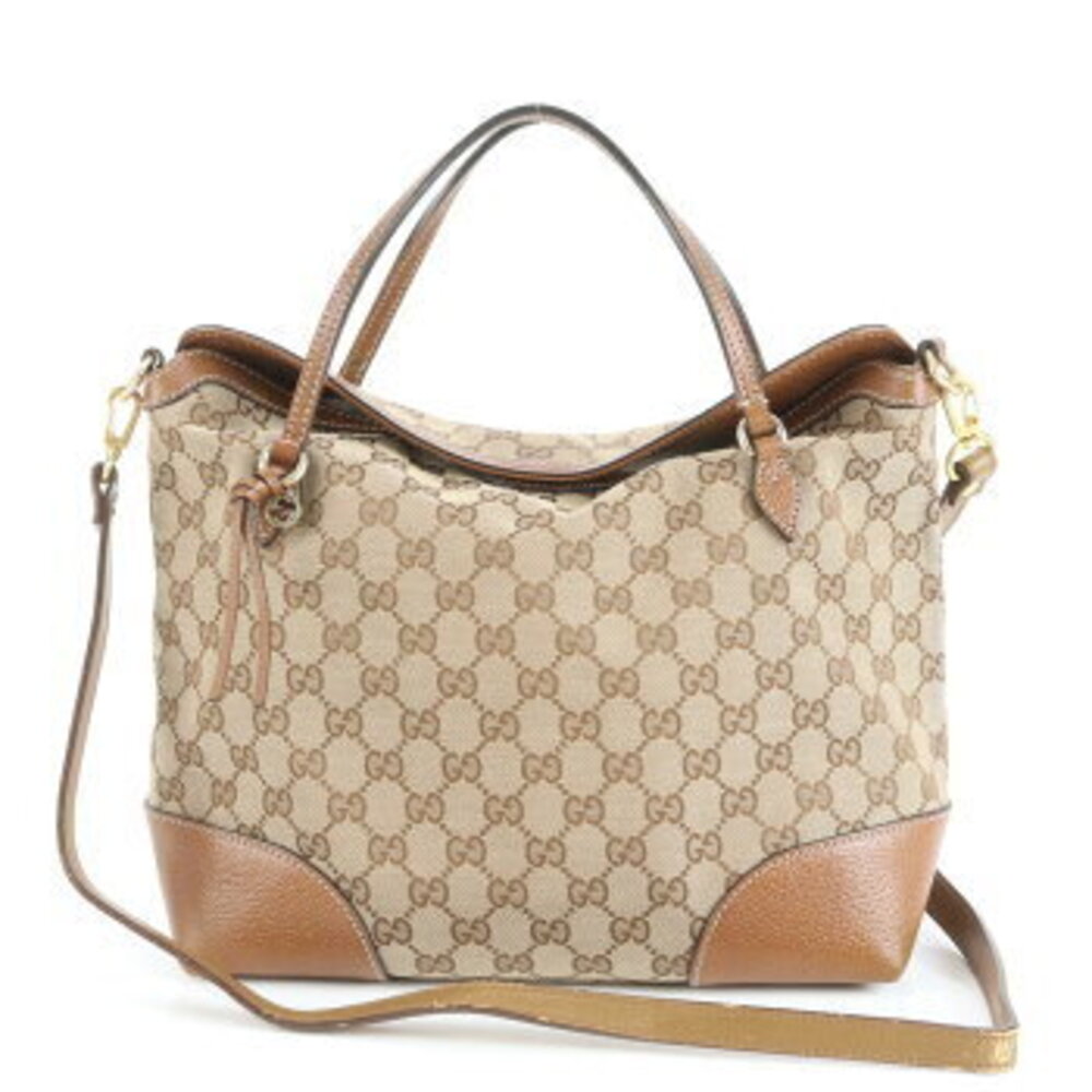 Gucci GG Canvas Brie Leather Tote Bag Crossbody Shoulder Handbag